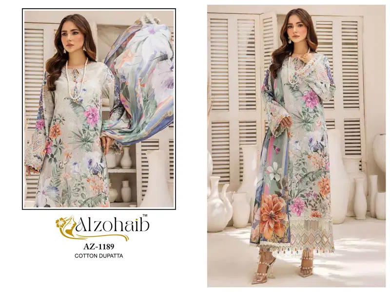 Sakina Vol 2 by Alzohaib Cotton Dupatta Pakistani Salwar Suits Wholesale Online